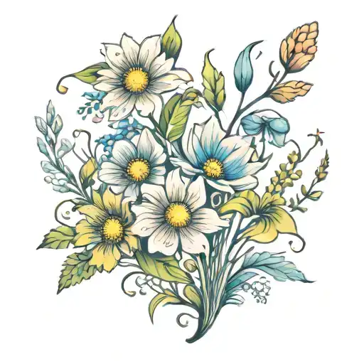 flower meadow  tattoo design idea