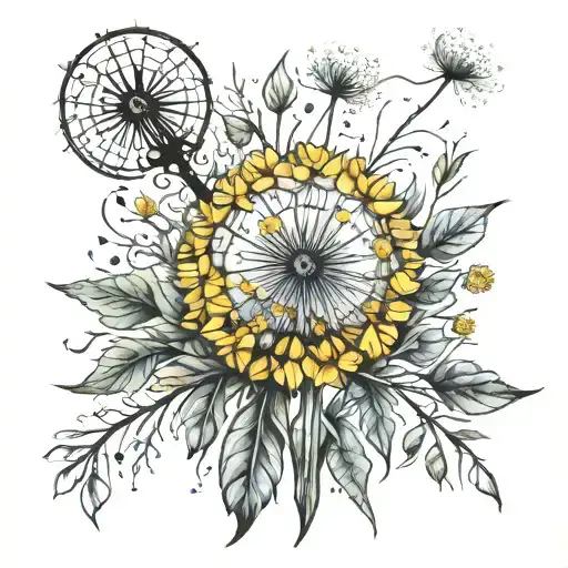 dandelion meadow tattoo design idea
