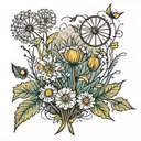 dandelion meadow tattoo design idea