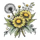 dandelion meadow tattoo design idea