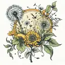 dandelion meadow tattoo design idea