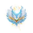 A semi colon symbol morphing into a phoenix silhouette, symbolizing resilience and rebirth tattoo design idea