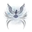 A semi colon symbol morphing into a phoenix silhouette, symbolizing resilience and rebirth tattoo design idea