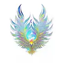 A semi colon symbol morphing into a phoenix silhouette, symbolizing resilience and rebirth tattoo design idea