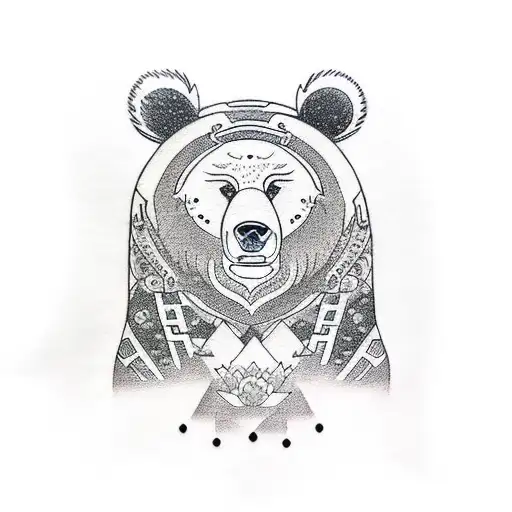 Bear sleeping tattoo design idea