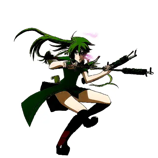 Anime character smoking weed leaf as a weapon tattoo design idea