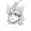 Anime character smoking a weed leaf tattoo design idea