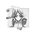 Anime character smoking a weed leaf tattoo design idea