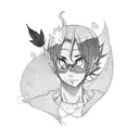 Anime character smoking a weed leaf tattoo design idea