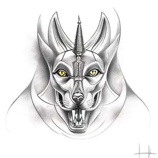 Anubis guiding a soul to the afterlife tattoo design idea