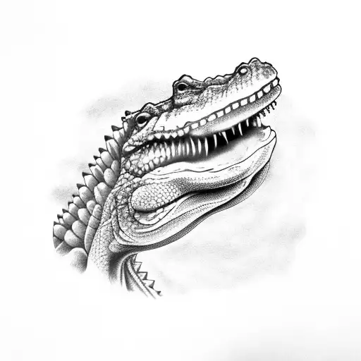 realistic alligator skull tattoo design idea