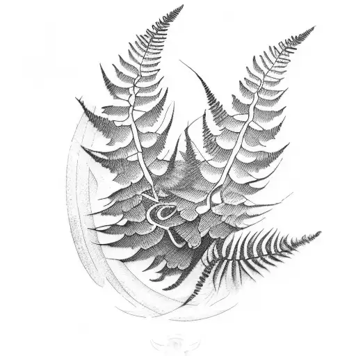 ornemental arm sleeve with ferns tattoo design idea