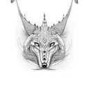 brujula lobo tattoo design idea