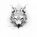 brujula lobo tattoo design idea