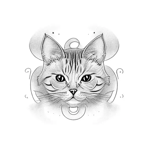 A tattoo would consist of eight fine-line cats, all in a row. One, a chubby and grumpy one, flipping the middle finger a tattoo design idea