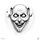 the Comedy and Tragedy Masks, smile now cry later, with modern day thug faces with theater makeup tattoo design idea