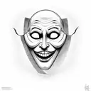 the Comedy and Tragedy Masks, smile now cry later, with modern day thug faces with theater makeup tattoo design idea