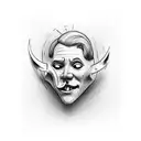 the Comedy and Tragedy Masks, smile now cry later, with modern day thug faces with theater makeup tattoo design idea