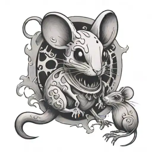 mouse and ghost  tattoo design idea