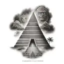 smoke aztec pyramid tattoo design idea