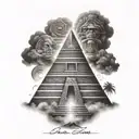 smoke aztec pyramid tattoo design idea