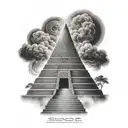 smoke aztec pyramid tattoo design idea