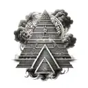 smoke aztec pyramid tattoo design idea