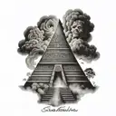 smoke aztec pyramid tattoo design idea