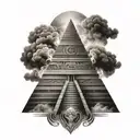 smoke aztec pyramid tattoo design idea