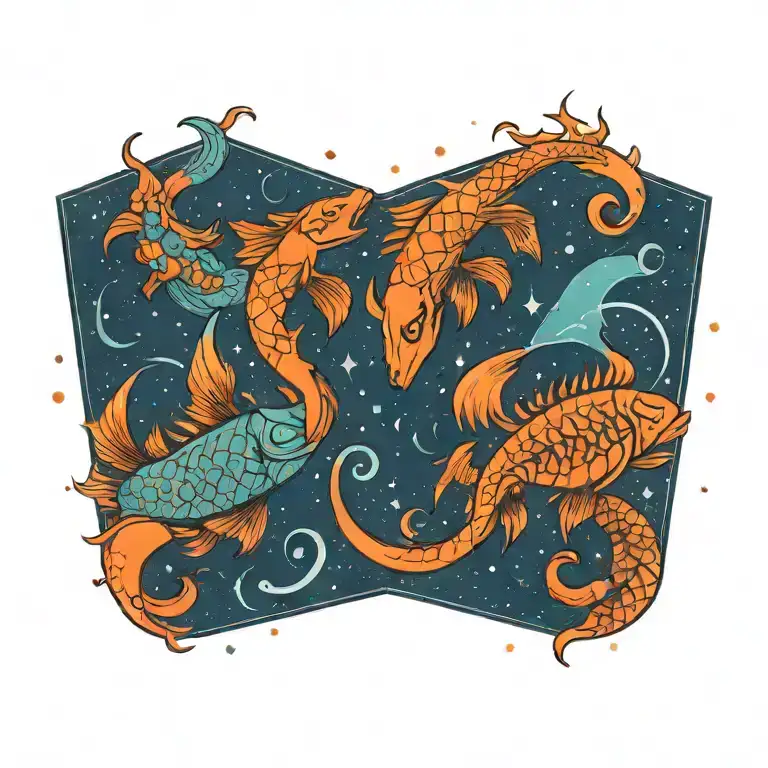 Pisces, Scorpio Capricorn constellations tattoo design idea