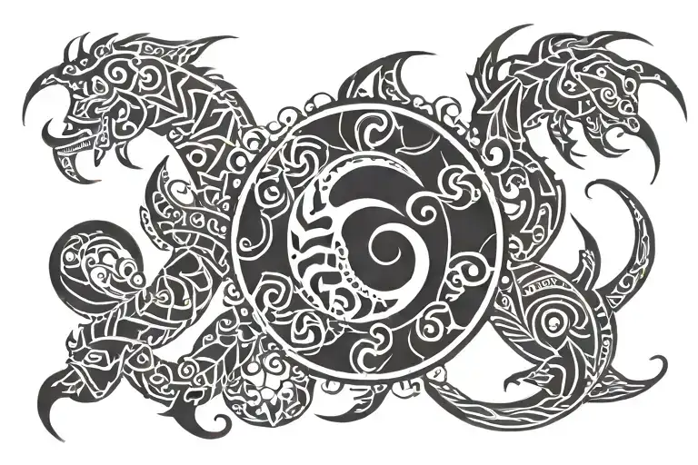 combine pisces Scorpio and Capricorn tattoo design idea