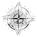 compass with clock and  tattoo design idea