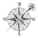 compass with clock and  tattoo design idea