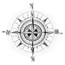 compass with clock and  tattoo design idea