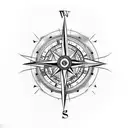 compass with clock and  tattoo design idea
