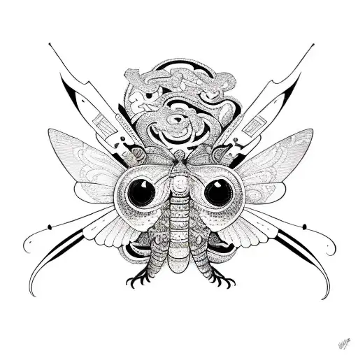 Butterfly fly and snake who catch them tattoo design idea