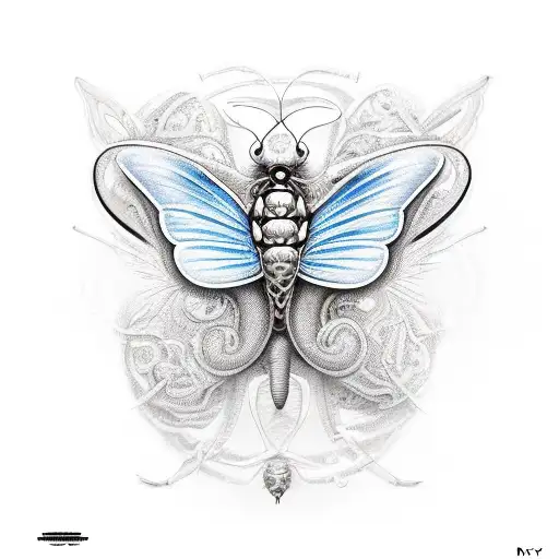 Butterfly fly and snake who catch them tattoo design idea