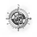 nautical compass and globe mixed tattoo design idea
