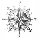 nautical compass and globe mixed tattoo design idea