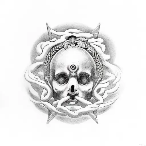 I would like a conceptual tattoo with Greek elements where it can be interpreted that God is the human Brain, for arm tattoo design idea