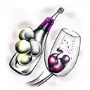 grapes,sparkling wine tattoo design idea