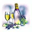 grapes,sparkling wine tattoo design idea