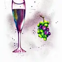 grapes,sparkling wine tattoo design idea