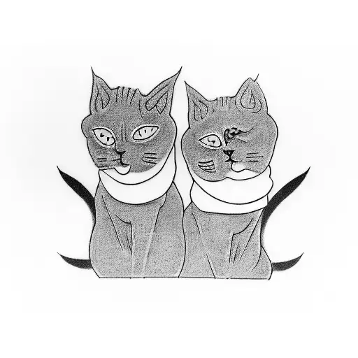 two cats intertwined with each other. One of them represents day and good, and the other represents night and evil. A ca tattoo design idea
