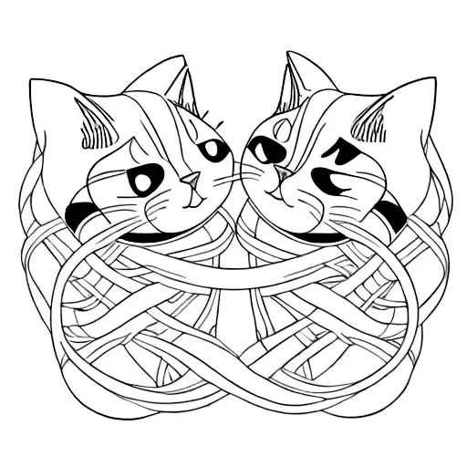 two cats intertwined with each other. One of them represents day and good, and the other represents night and evil. A ca tattoo design idea