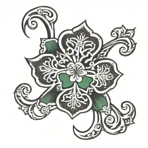 a tattoo with a three-leaf clover that says Aryan Brotherhood tattoo design idea