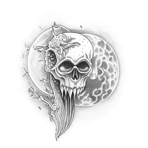 A vampire drinking blood under a full moon tattoo design idea