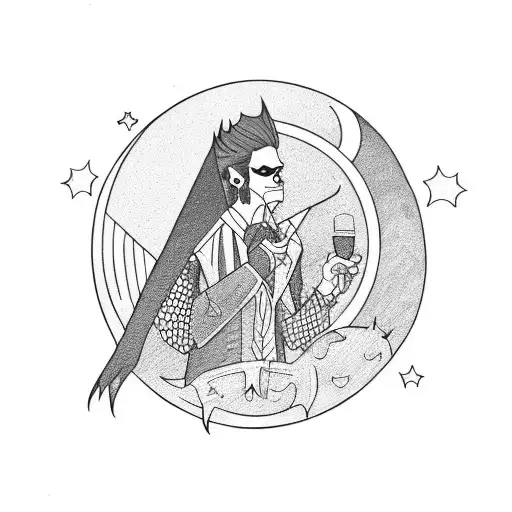 A vampire drinking blood under a full moon tattoo design idea