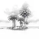 A gothic California beach scene with rain clouds tattoo design idea