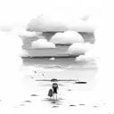 A gothic California beach scene with rain clouds tattoo design idea